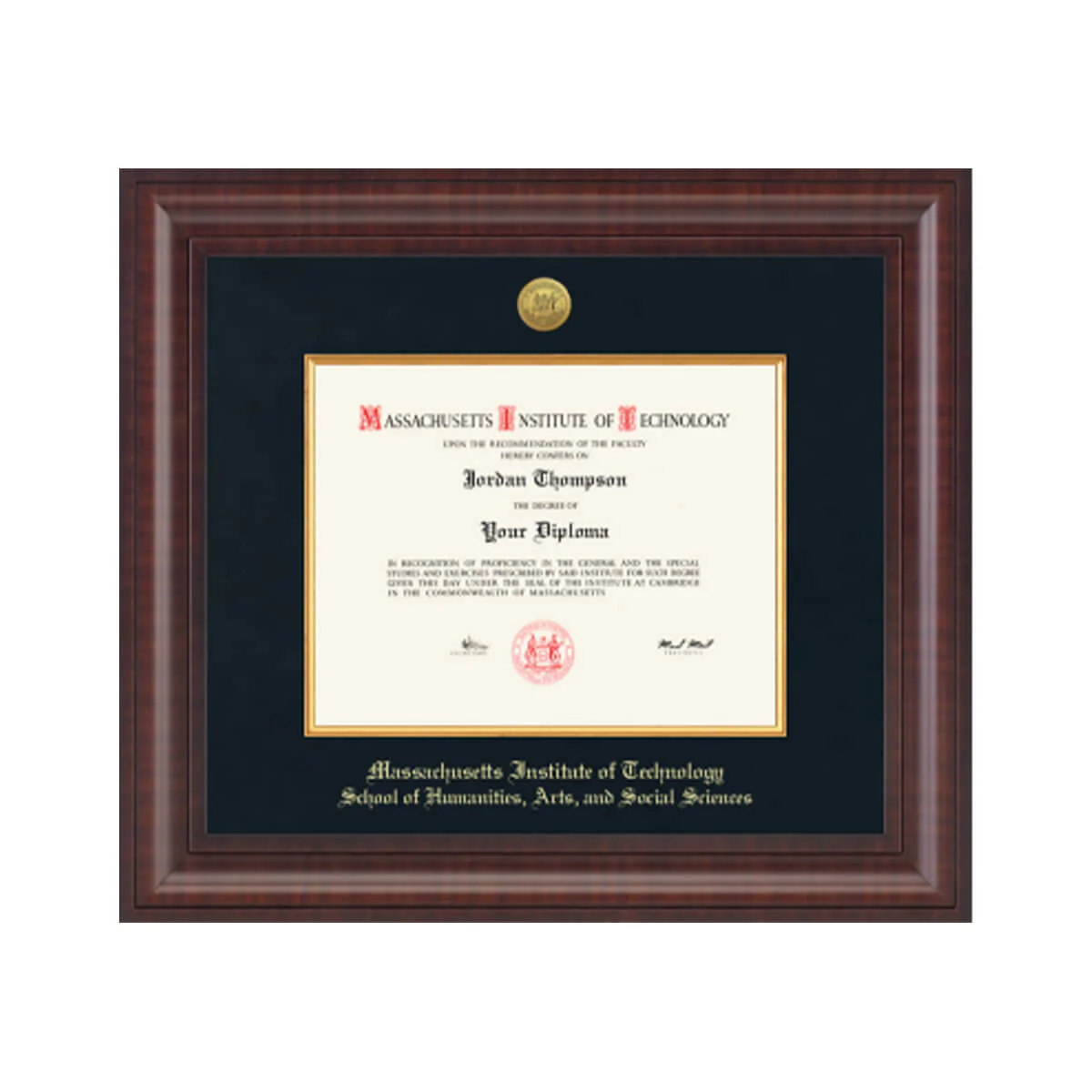 MIT Presidential Gold Engraved Diploma Frame in Premier with Black Linen Mat - Image 4