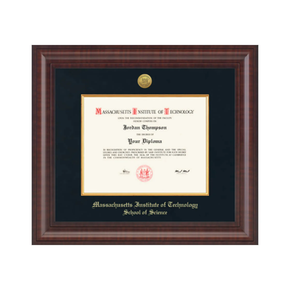 MIT Presidential Gold Engraved Diploma Frame in Premier with Black Linen Mat - Image 7